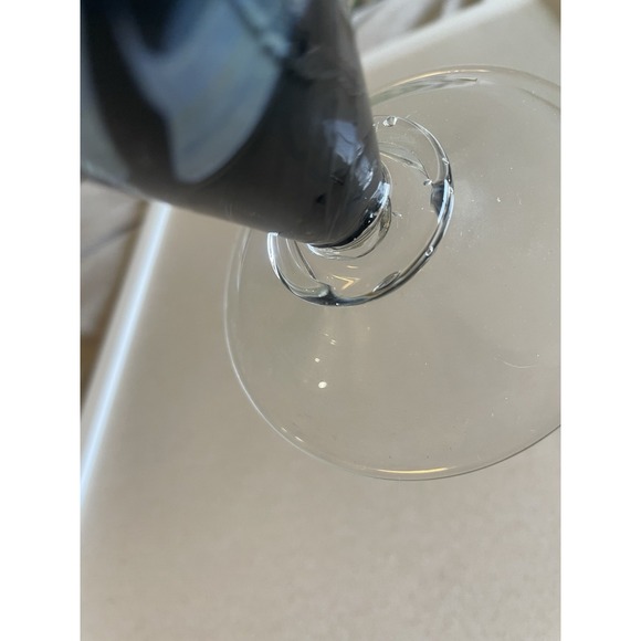 Contrast Swirl‎ Art Glass Vase Blue Blown 9" Metallic Modernist - Picture 5 of 7